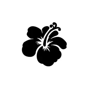Hibiscus plein aux formes larges et tracé net pour tatouage temporaire exotique et visuel