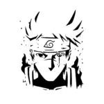 Visage de Kakashi Hatake masqué au regard intense pour tatouage temporaire ninja mystérieux