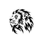 Lion stylisé aux lignes élégantes pour tatouage temporaire félin artistique