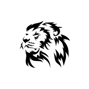 Lion stylisé élégant aux lignes fluides pour tatouage temporaire raffiné