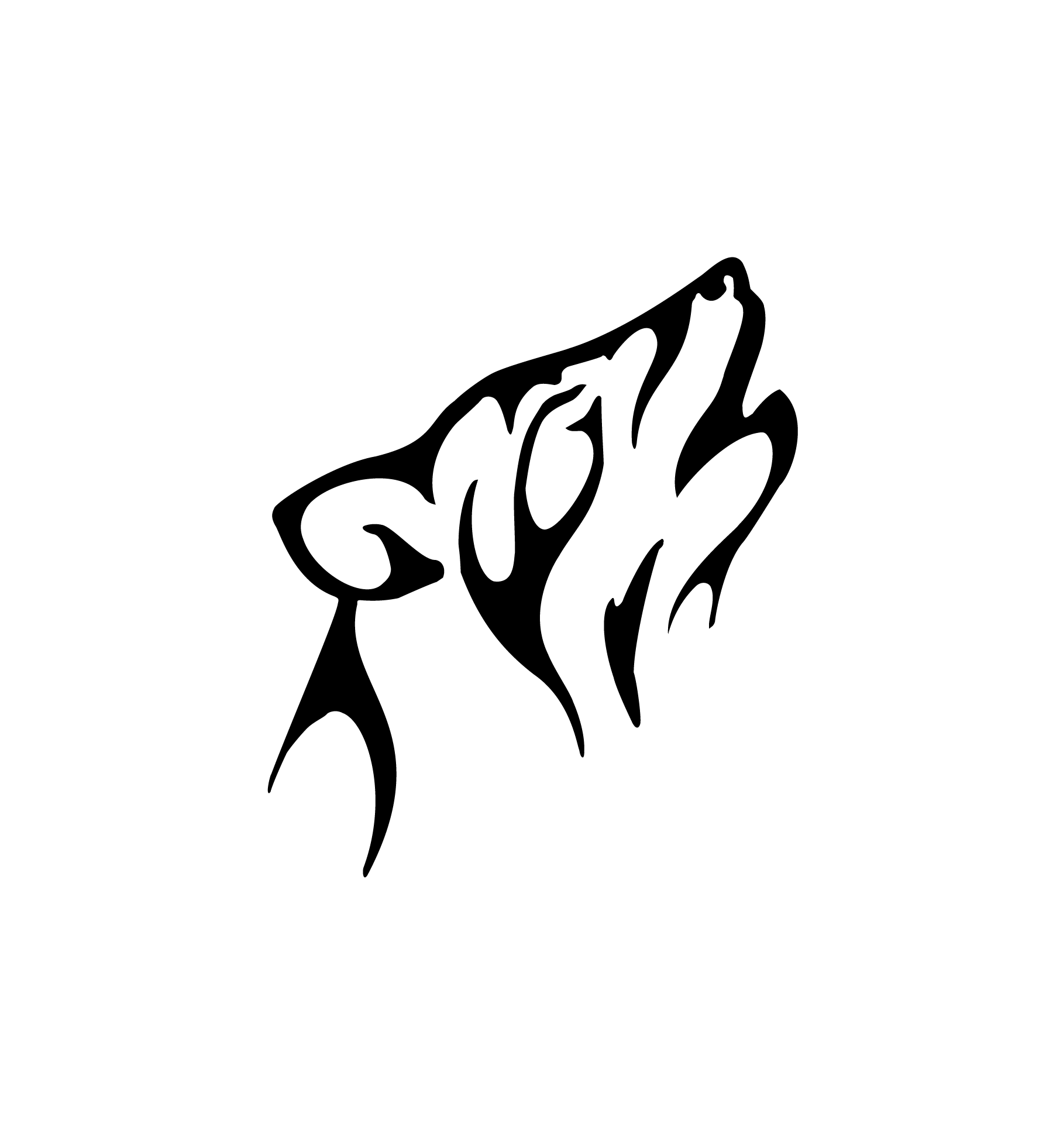 Loup contrasté stylisé au demi-visage graphique pour tatouage temporaire intense