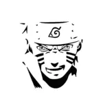 Visage de Naruto Uzumaki au regard déterminé pour tatouage temporaire puissant style manga
