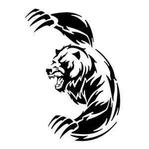 Ours rugissant aux griffes marquées pour tatouage temporaire puissant et sauvage