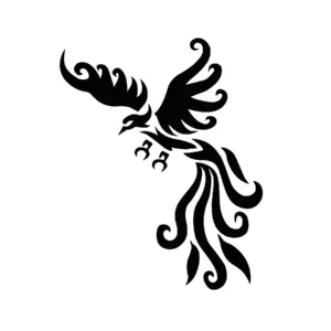 Phénix dynamique en descente avec ailes déployées pour tatouage temporaire intense