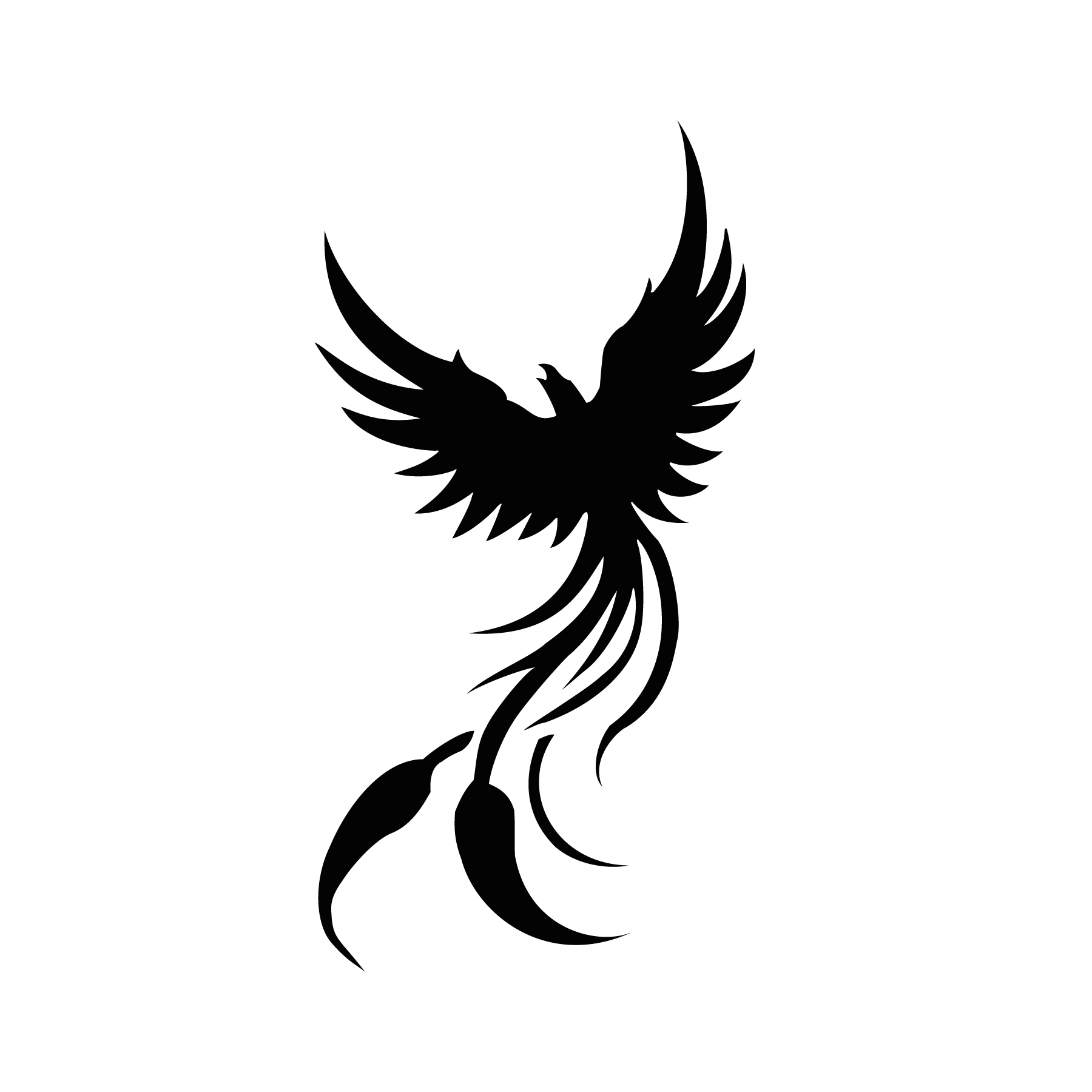 Phénix silhouette équilibrée aux formes harmonieuses pour tatouage temporaire élégant
