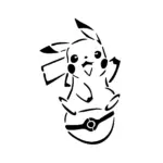 Pikachu posé sur une Poké Ball avec style ludique pour tatouage temporaire fun et expressif