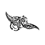 Raie manta tribale horizontale pour tatouage temporaire marin grand format