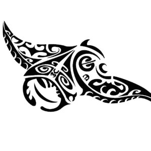 Raie manta tribale horizontale pour tatouage temporaire marin grand format