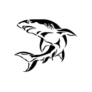 Requin tribal compact gueule ouverte pour tatouage temporaire marin