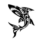Requin stylisé incliné pour tatouage temporaire marin dynamique