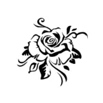 Rose ornementale aux courbes fluides et spirales douces pour tatouage temporaire élégant et romantique