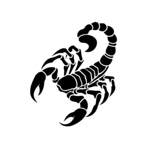 Scorpion protecteur noir au tracé net pour tatouage temporaire intense