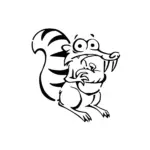 Scrat écureuil cartoon aux yeux écarquillés et posture nerveuse pour tatouage temporaire fun