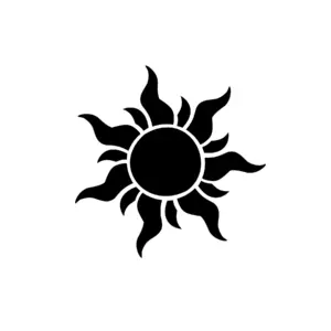 Soleil graphique épuré aux lignes nettes pour tatouage temporaire moderne et élégant