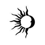 Soleil et lune visage fusion aux traits équilibrés pour tatouage temporaire symbolique et expressif