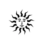 Soleil avec visage rayonnant aux traits expressifs pour tatouage temporaire chaleureux et vivant