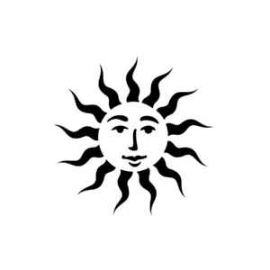 Soleil avec visage rayonnant aux traits expressifs pour tatouage temporaire chaleureux et vivant