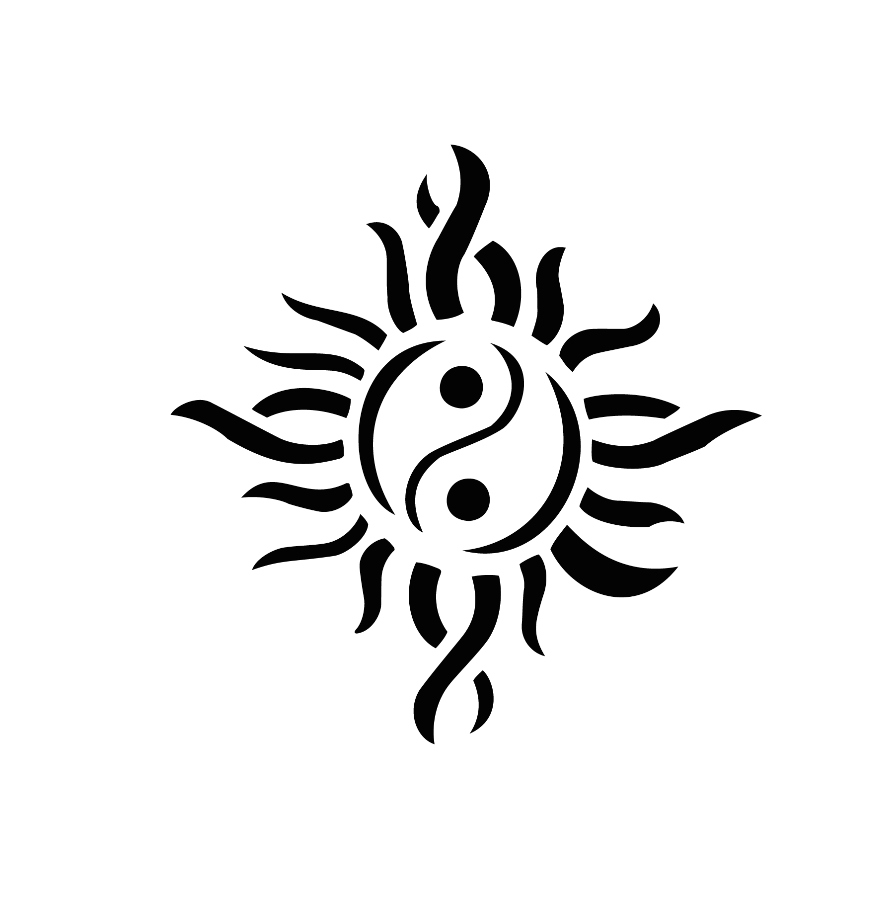 Soleil yin yang tribal aux lignes marquées pour tatouage temporaire graphique et puissant