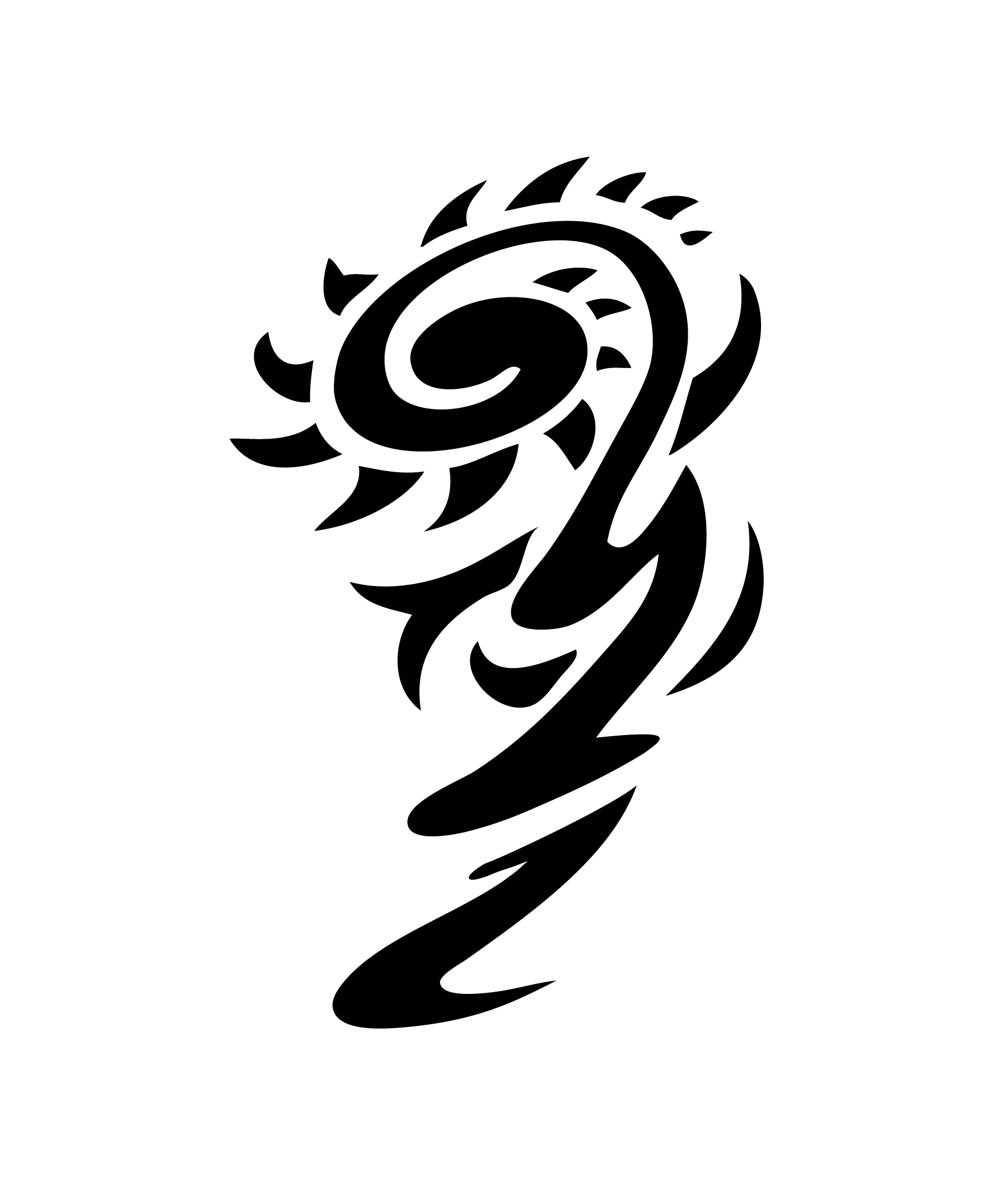 Spirale tribale fluide aux lignes courbes pour tatouage temporaire dynamique et harmonieux