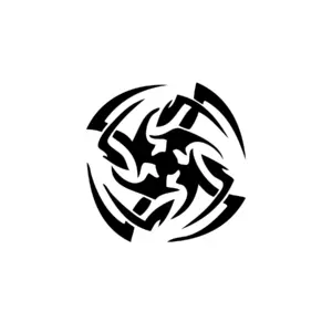 Symbole tribal circulaire aux formes en rotation pour tatouage temporaire dynamique et graphique