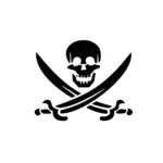 Tête de mort avec sabres croisés au style pirate pour tatouage temporaire emblématique