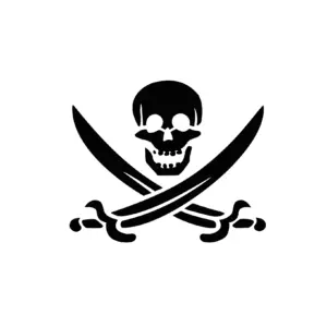 Tête de mort avec sabres croisés au style pirate pour tatouage temporaire emblématique