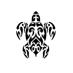 Tortue polynésienne tribale aux spirales équilibrées pour tatouage symbolique puissant