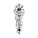 Symbole vegvisir nordique aux lignes fines pour tatouage temporaire mystique et protecteur