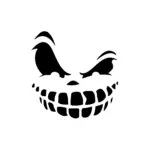 Visage maléfique grimaçant avec sourire démoniaque pour tatouage Halloween effrayant