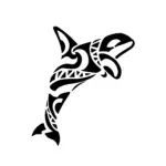 Orque tribal polynésien aux motifs marqués pour tatouage puissant