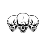 Trois crânes sombres alignés au rendu intense pour tatouage temporaire puissant