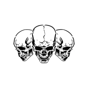 Trois crânes sombres alignés au rendu intense pour tatouage temporaire puissant
