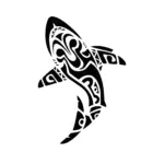 Requin tribal vertical grand format pour tatouage temporaire marin