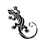 Image d'un tatouage temporaire représentant une salamandre d'inspiration tribal.