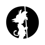 Image d'un tatouage temporaire représentant SanGoku enfant tenant son baton magique à l'ombre de la lune.