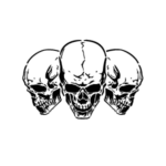 Image d'un tatouage temporaire représentant trois têtes de mort.
