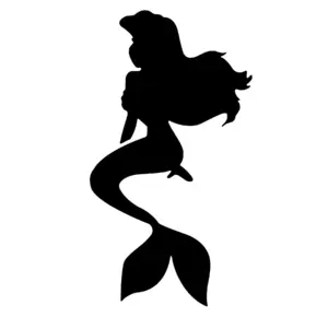 Silhouette sirène Ariel fluide pour tatouage temporaire élégant style animé