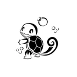 Carapuce souriant avec posture dynamique aquatique pour tatouage temporaire fun et énergique