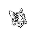 Chat curieux expressif au regard tourné vers le haut pour tatouage félin graphique