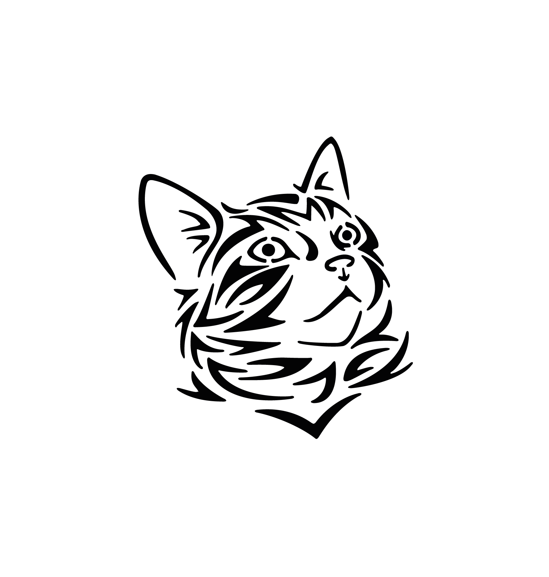 Chat au regard levé et lignes douces pour tatouage temporaire tendre