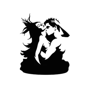 Couple enlacé en mouvement pour tatouage temporaire passionné et expressif