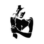 Silhouette femme mystérieuse au tracé élégant pour tatouage temporaire sensuel