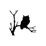 Hibou perché sur branche pour tatouage Halloween ambiance nocturne