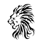 Lion rugissant aux lignes graphiques pour tatouage temporaire fauve puissant