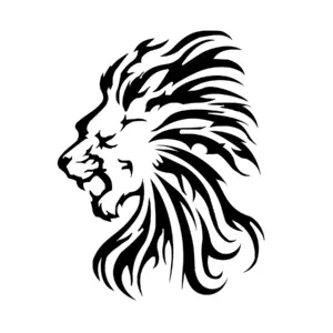 Lion Rugissant Graphique đŠ - Pochoir tatouage Ă©phĂ©mĂšre audacieux