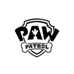 Logo bouclier avec inscription Paw Patrol et os central pour tatouage temporaire enfant ludique