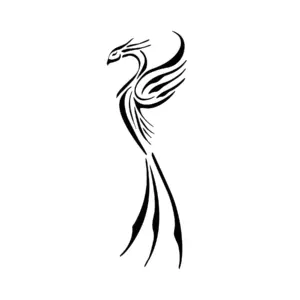 Phénix élancé aux lignes fines et tracé épuré pour tatouage temporaire élégant