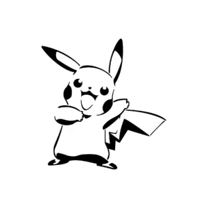 Pikachu souriant aux formes arrondies avec éclairs pour tatouage temporaire ludique et expressif