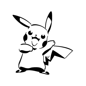 Pikachu au tracé contrasté en posture dynamique pour tatouage ludique