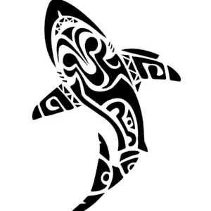 Requin tribal vertical grand format pour tatouage temporaire marin